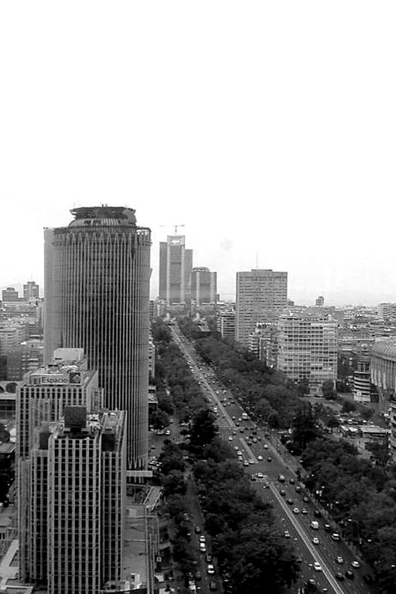 Paseo de la Castellana, Madrid, en blanco y negro