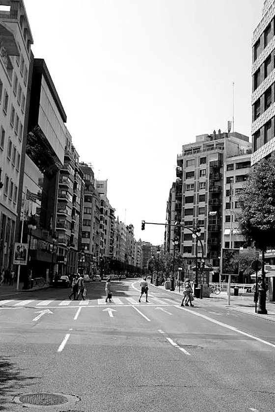 Calle Colón, Valencia, en blanco y negro